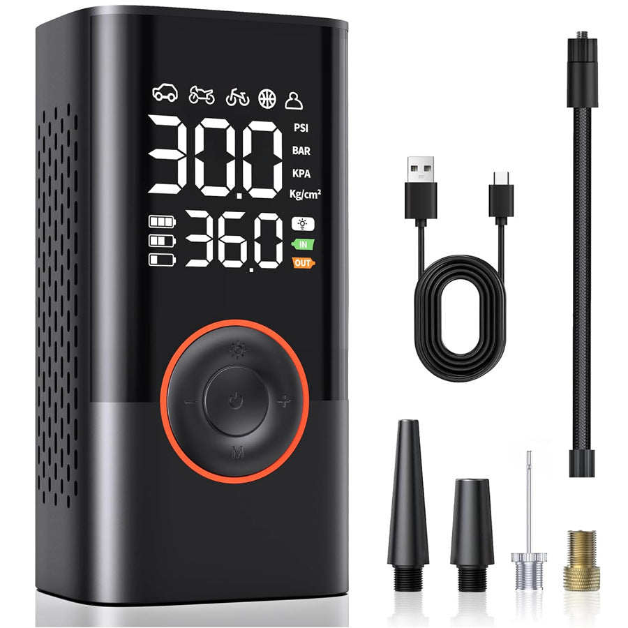 Luvandor AeroPress Akku-Luftpumpe mit Digitaldisplay & LED-Licht (25L/Min)